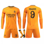Real Madrid Mbappe Laste Jalgpallis&auml;rk Kollane, Hingav Kiiresti Kuivav Noorte Jalgpallikomplekt 120-130 CM