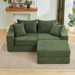 Moodne Seating Group Loveeat PilveSofa, Luudeta Diivan Libisemisvastase Alusega, Hubane Magamiskohaga Diivan Kohandatud Eluruumideks, Kaasaegne Mooduldiivan 259.5 x 96 x 80 cm roheline