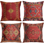 Maroko kodu sisustus Komplekt 4 tk Ida-Ikat padjap&uuml;&uuml;ri Elutoa dekoratiivsed 18 x 18 tolli Padjad Diivan Diivanipadjad Linen 18*18(CM)-4Pcs