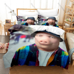 John Pork Dark Spooky Creepypasta Imelik Viiruslik Sigamees Meem Gootiline &Otilde;udus Estetika Voodipesukomplekt Tekikott + 2 Padjap&uuml;&uuml;ri 135x200cm gray