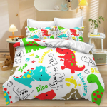 Dinosaurus Laste Voodipesu Komplekt Armsad Loomad Multikas Dino Tekikate Komplekt Padjap&uuml;&uuml;ri ja Tekikatte Komplekt &Uuml;he-, Queen- v&otilde;i King-suuruses Voodi 135x200cm red
