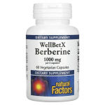 Natural Factors Berberiin 1000mg &ndash; 60 Taimetoidukapslit | Veresuhkru ja Ainevahetuse Tugi 1pack