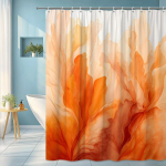 Abstraktne Oranžide Lehtedega Du&scaron;ikardin Akvarellistiilis S&uuml;gisene Loodusdekor Soe Moodne Vannituba Veekindel T&otilde;sta Oma Ruumi 150x180cm beige