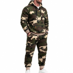 Meeste S Camouflage Kapuutsiga Treening&uuml;likond Kaheosaline Komplekt Fliisvoodriga S&uuml;gis XXXL roheline