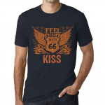 Meeste vintage T-s&auml;rk Graafiline T-s&auml;rk Feel The KISS Navy XS kuristik