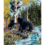 Teemantmaal T&auml;is &uuml;mmargune teemantkivist must karu ronimispuule kleebitud maal L&otilde;petamata 20X30CM