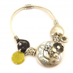 Les Tr&eacute;sors De Lily [E5839] - Bracelet Cr&eacute;ateur 'Les Souvenirs du Pass&eacute;' Noir Argent&eacute; must