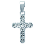Les Tr&eacute;sors De Lily [I9077] - Pendentif Argent 'Croix Puret&eacute;' Blanc argent&eacute; (rhodi&eacute;) - 25x13 mm valge