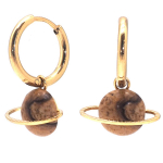 Les Tr&eacute;sors De Lily [Q8561] - Disainer terasest r&otilde;ngask&otilde;rvar&otilde;ngad 'Boho' kuldne jaspis - 15 mm - 17x10 mm pruun