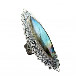 Cut Faux Women Retro Marquise Inkrusteeritud Labradorite Finger Caved Ring Ehted Abielus&otilde;rmus US 8 valge