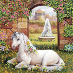 100% T&auml;ielik 5D isetehtud Daimond Painting Garden Unicorn Teemantmaal 30x30CM