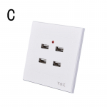 2/3/4/6 USB-port Seinale paigaldatav laadija pistikupesa Vahelduvvoolu pistikupesa plaat 4ports valge