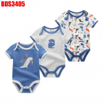 Vasts&uuml;ndinud beebi poiste t&uuml;drukute riided Kiddiezoom puuvillased O-kaelusega l&uuml;hikeste varrukatega beebip&uuml;ksid 9M