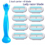 8 tk. Naistele m&otilde;eldud habemeajamisterad, iluraseerimisvahendid naistele, kolmekihiline teraga pardel, žiletitera vahetuspea koos hoidikuga