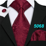 Meeste punane Burgundia kaelalips Taskur&auml;tik Mansetin&ouml;&ouml;bid Boutonniere lipsuklamber koos kinkekarbiga pulmapeo tutvumiseks 5068