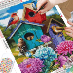 HUACAN Teemantmaali Loom t&auml;isruudukujuline 5D DIY Tikand linnumaja Mosaiik Kevadine K&auml;sit&ouml;&ouml; Dekoratsioon Kodu Full Square 20*30 cm