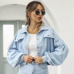 K&auml;rbitud velvetist jakid Naiste &uuml;herealine mantel Mood Lantern Varrukas Vintage S&uuml;gistalvine naiste jope 18047 XL taevasinine v&auml;rv