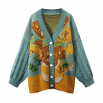 S&uuml;gistalvine &otilde;limaal Stiilis Pullover Kampsun Naiste Retro Jacquard Kootud Kardigan Naiste Mantel kampsun Mujer One Size roheline