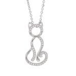 Les Tr&eacute;sors De Lily [R4923] - K&auml;sit&ouml;&ouml;na valmistatud h&otilde;bedane kaelakee  Cats  h&otilde;bevalge (roodiumiga kaetud) - 22x11mm h&otilde;be