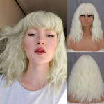 MISS WIG L&uuml;hikesed ja lainelised narmastega s&uuml;nteetilised parukad naistele Kuumakindlast kiust lilla &otilde;lgade pikkusega laineline juuksel&otilde;ik Cosplay Party 30 cm