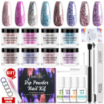 Limegirl Dipping Nail Powder Set No Need Lamp Cure Nail Color sillerdav Glitter Natural Dry Dip Nail Decoration Kit French Nail