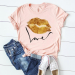 (Aasia suurus)Naiste prinditud T-s&auml;rk l&uuml;hikeste varrukatega moodne T-s&auml;rk Armas stiil Trend Armas naljakas huuleriietus Casual Lady Naiste graafiline T-s&auml;rk S