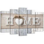 Viieosalise pildiga l&otilde;uendiprint Heart Home vintage 100x70 beež
