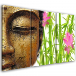 Kolmeosalise pildiga l&otilde;uendiprint Buddha Bamboo Zen Gold 60x40 mitmev&auml;rviline