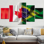 Brasiilia ja Kanada lipp Seinakunsti l&otilde;uendikomplekt Kodukaunistus Sisustusmaalid Modulaarne seinakaunistus Pilt Dekoratiivsed plakatid 20X35 20X45 20X55cm