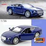 1:36 &Uuml;hildub survevalu sulamist automudeliga Bentley Continental GT m&auml;nguautoga, tagasit&otilde;mmatavate s&otilde;idukite m&auml;nguautoga v&auml;ikelastele, lastele, poistele, t&uuml;drukutele, kingi sinine 12x5.5x4cm sinine