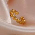 Vintage roostevabast terasest s&otilde;rmused naistele kullav&auml;rvi leht kuu s&uuml;da kest geomeetrilised s&otilde;rmused retromood ehted kingitus Resizable