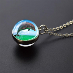 Blue Sea Marine Life Ehted Kaelakeed Kilpkonn Delfiin Merekarbid Kahepoolne Kristall-klaaskuuli ripats Kaelakee Naistele Meestele Kingitus