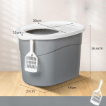 Suur plastikust kassiliivakast koos &uuml;lemise sisestuskulbiga ja ventileeritava kaanega kassipoegade liivakast keskmistele ja v&auml;ikestele kassidele