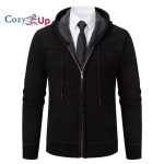 Cozy Up meeste kampsunid t&auml;ist&otilde;mblukuga fliisvoodriga Slim Fit silmkoeline kampsun 2 esitaskuga M must