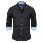 Meeste vabaaja s&auml;rgid Meeste &uuml;herealised Slim Fit kleit pikkade varrukatega s&auml;rgid Soild Meeste sotsiaalsed s&auml;rgid Designer Chemise Homme S must