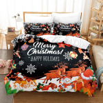 3D Happy New Year voodipesukomplekt J&otilde;ulud Happy Tekikate Padjap&uuml;&uuml;r 2/3 P&uuml;hadekingitus AU/EU/ES/DE t&auml;issuuruses Kiirelt kuivav pehme kodutekstiil Baby 100x135cm