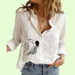 Naiste mood rev&auml;&auml;rkrae kardigan s&auml;rk &otilde;huke puuvillane linane topp vabaaja lilleprintiga pluusid S valge