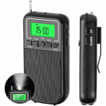 Kaasaskantav raadio AM FM SW, transistorraadio LED-taskulambiga, 2AA patareitoitega raadio pikamaa vastuv&otilde;tuks, h&auml;daabi tasku Walkmani raadio must