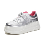 Fujin 5 cm Trend Cow Ehtsast nahast Naiste Mood Tursked tossud Kevad rula vabaaja platvorm Wedge Naiste s&uuml;gisjalatsid 35 valge