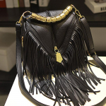 PU-nahast moekott Tutikott K&auml;ekott Euroopa ja Ameerika Bucket Bag Retro &otilde;lakott Naiste k&auml;ekoti disainer must