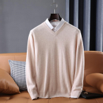 Meeste kampsun, 100% villane talv trikotaaž Pullover S&uuml;giskampsun Meeste Ka&scaron;miirkampsunid Kootud pikkade varrukatega top M beež