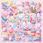 Akvarellloomade kleebised Kawaii kass Hirve &ouml;&ouml;kull Veekindel korduvkasutatav kleebis DIY pudeli s&uuml;learvuti Mobiiltelefoni kaunistus 50pcs
