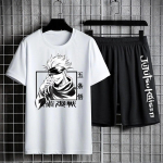Jujutsu Kaisen T-s&auml;rgi komplekt vabaaja l&uuml;hikesed p&uuml;ksid Anime Print meeste komplektid dressid dressip&uuml;ksid spordir&otilde;ivad mees suvemood riided 5XL