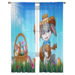Easter Meadow Bunny Eggs L&auml;bipaistev kardin elutuppa Moodne Voile t&uuml;lli aknakardinad magamistoa k&ouml;&ouml;gi kardinad 135W x 114H(cm)
