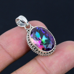 Looduslik Mystic Topaz v&auml;&auml;riskivi ripats, 925 sterlingh&otilde;be, mitmev&auml;rviline v&auml;&auml;riskivi, k&auml;sitsi valmistatud ripats ehted kingitus s&otilde;brap&auml;evaks mitmev&auml;rviline