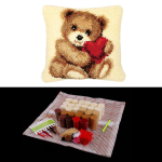DIY riivi ja konksu komplekt vaipade valmistamise k&auml;sit&ouml;&ouml;d lastele/t&auml;iskasvanutele &ndash; ly Bear Hug Heart brown