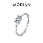 MODIAN 925 Sterling h&otilde;bedast smaragdist l&otilde;igatud ristk&uuml;lik CZ s&otilde;rmus Peen lihtsad aastap&auml;evakingitused naistele peened pulmaehted 5 h&otilde;be