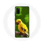 &Uuml;mbris Samsung Galaxy S20 pluss Yellow Parakeet Birds rohelise taustaga