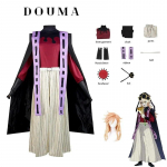 Demon Slayer Cosplay Doma Douma Cosplay Kost&uuml;&uuml;m Paruka F&auml;nnikomplektid Kimetsu No Yaiba Outfit Halloween Anime Douma Kimono meestele Naistele L-(Full set+wig)