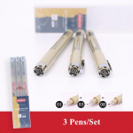 Pigma Liner Micron Pliiatsi komplekt Neelde Joonistuspliiatsi partii 005 01 02 03 04 05 08 1.0 Pintslite markerid Fineliner Sketching Pen 3 Pcs